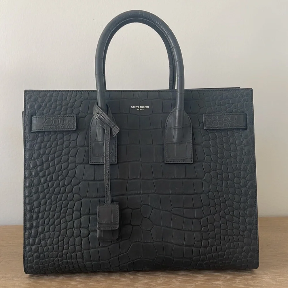 Saint Laurent Sac De Jour Tote in Matte Crocodile-Embossed Leather - Picture 4 of 17